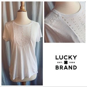 Lucky Brand White Eyelet T-Shirt, XS